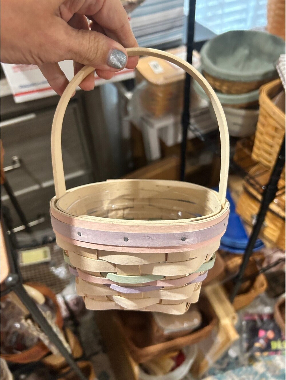 Longaberger Small Easter Basket with Pink Trim